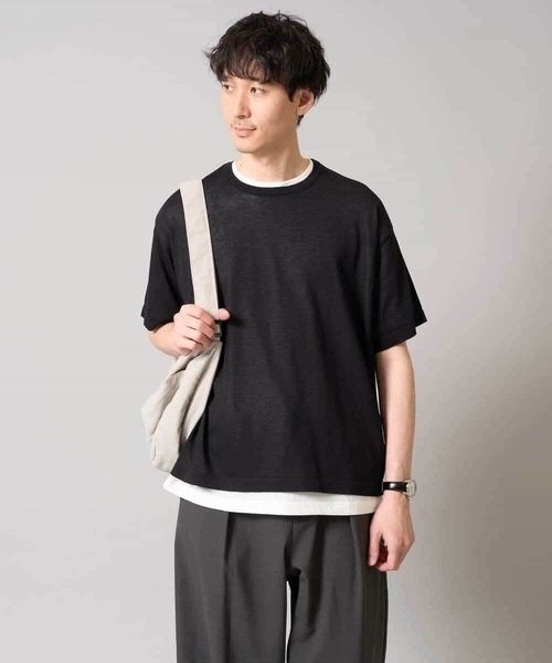 a.v.v（アーヴェヴェ）の「【2SET/洗濯機で洗える】シアーニットアンサンブル（アンサンブル・メンズ・ダークグリーン/ブラック・46/48）」の8枚目の写真