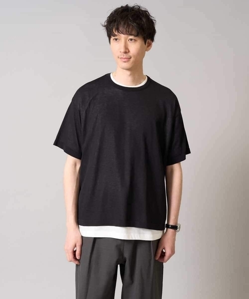 a.v.v（アーヴェヴェ）の「【2SET/洗濯機で洗える】シアーニットアンサンブル（アンサンブル・メンズ・ダークグリーン/ブラック・46/48）」の6枚目の写真