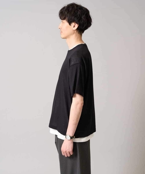 a.v.v（アーヴェヴェ）の「【2SET/洗濯機で洗える】シアーニットアンサンブル（アンサンブル・メンズ・ダークグリーン/ブラック・46/48）」の5枚目の写真