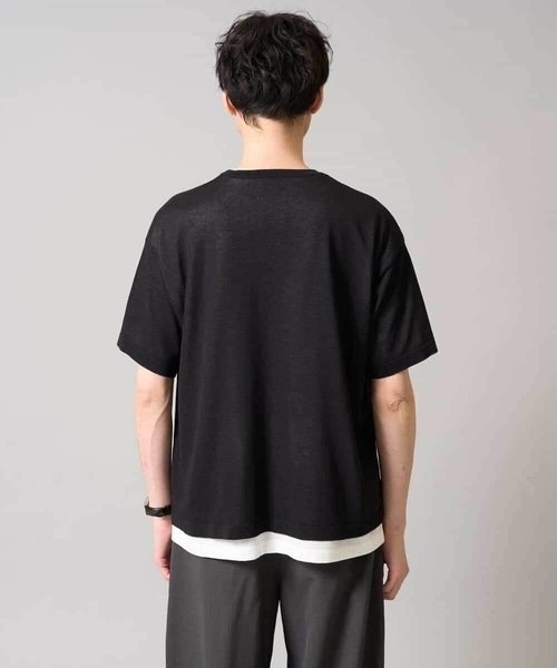 a.v.v（アーヴェヴェ）の「【2SET/洗濯機で洗える】シアーニットアンサンブル（アンサンブル・メンズ・ダークグリーン/ブラック・46/48）」の4枚目の写真