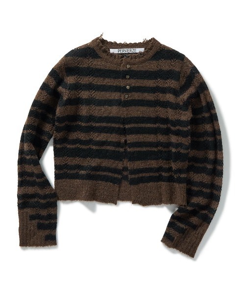 トップス perverze Thick Stripe Knit Cardigan Thick Stripe Knit Cardigan（カーディガン/ボレロ）｜PERVERZE