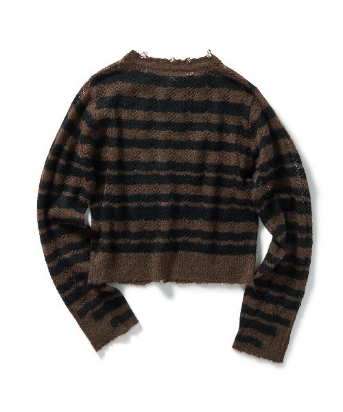 PERVERZE Thick Stripe Knit Cardigan グレー PERVERZE（パーバーズ）の「Thick Stripe Knit Cardigan（カーディガン