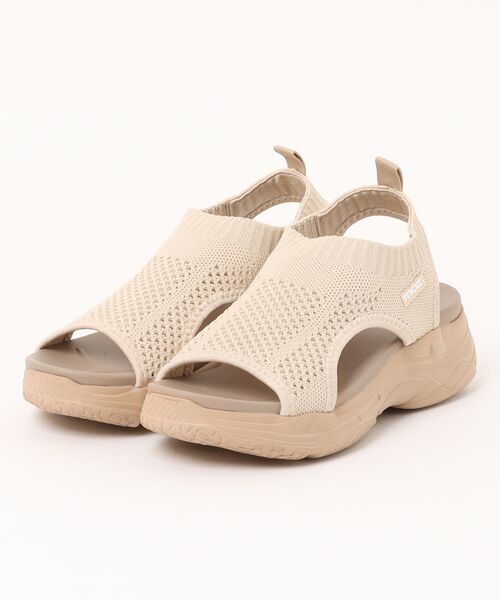 moz(モズ)の「【MOZ】モズ 厚底カバードニットサンダル MZ-51101(サンダル・レディース・ベージュ/ブラック/グレイッシュベージュ・S/M/L/LL)」の2枚目の写真