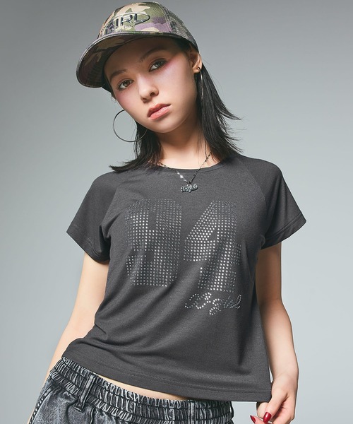 RHINESTONE NUMBERING BABY TEE（Tシャツ/カットソー）｜X-girl