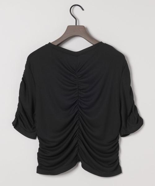 eL（エル）の「【eL】Sheer Shirring Tee/459689（Tシャツ/カットソー・レディース・ブラック/オフホワイト/グレー・FREE）」の4枚目の写真