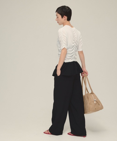 eL（エル）の「【eL】Sheer Shirring Tee/459689（Tシャツ/カットソー・レディース・ブラック/オフホワイト/グレー・FREE）」の13枚目の写真