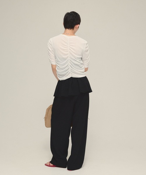 eL（エル）の「【eL】Sheer Shirring Tee/459689（Tシャツ/カットソー・レディース・ブラック/オフホワイト/グレー・FREE）」の14枚目の写真