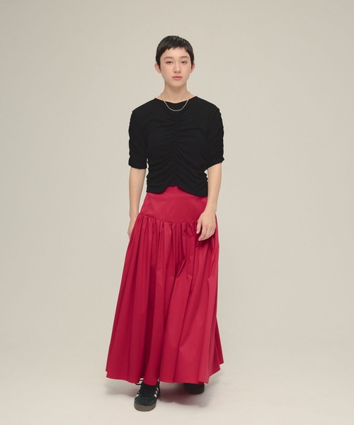 eL（エル）の「【eL】Sheer Shirring Tee/459689（Tシャツ/カットソー・レディース・ブラック/オフホワイト/グレー・FREE）」の18枚目の写真