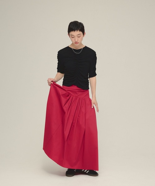 eL（エル）の「【eL】Sheer Shirring Tee/459689（Tシャツ/カットソー・レディース・ブラック/オフホワイト/グレー・FREE）」の19枚目の写真