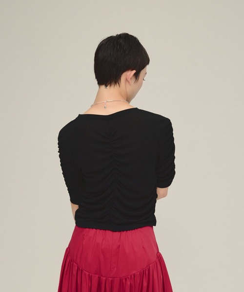 eL（エル）の「【eL】Sheer Shirring Tee/459689（Tシャツ/カットソー・レディース・ブラック/オフホワイト/グレー・FREE）」の22枚目の写真