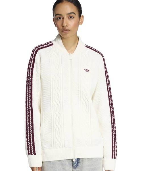 adidas（アディダス）の「adidas ARCHIVE KNIT TT / アディダス アーカイブ ニット トラック トップ（その他トップス・レディース・ホワイト・L/M/S）」の2枚目の写真