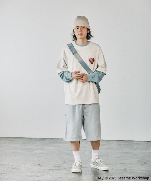 BAYFLOW（ベイフロー）の「【SESAME STREET(セサミストリート)】別注アソートプリント半袖Tシャツ（Tシャツ/カットソー・メンズ・オフホワイト/ベージュ/チャコール/ネイビー・LARGE/MEDIUM）」の5枚目の写真