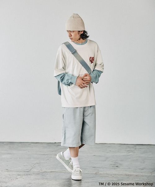 BAYFLOW（ベイフロー）の「【SESAME STREET(セサミストリート)】別注アソートプリント半袖Tシャツ（Tシャツ/カットソー・メンズ・オフホワイト/ベージュ/チャコール/ネイビー・LARGE/MEDIUM）」の6枚目の写真