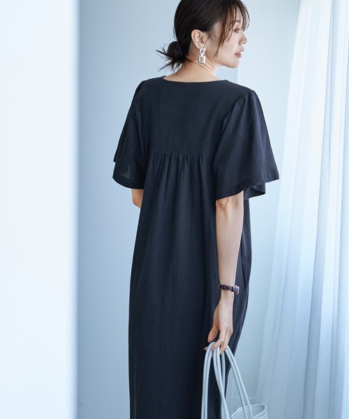 【Christian Dior】 Vネック ノースリーブ ワンピース ギャザー Christian Dior】 Vネック ノースリーブ ワンピース ギャザー
