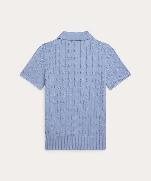 POLO RALPH LAUREN CHILDRENSWEAR(ポロ ラルフ ローレン チルドレンズウェア)の「ケーブルニット コットン ポロカラー セーター(ニット/セーター・キッズ・ブルー・XL/M/L/S)」の2枚目の写真