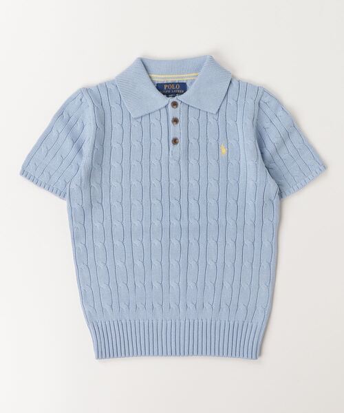 POLO RALPH LAUREN CHILDRENSWEAR(ポロ ラルフ ローレン チルドレンズウェア)の「ケーブルニット コットン ポロカラー セーター(ニット/セーター・キッズ・ブルー・XL/M/L/S)」の3枚目の写真