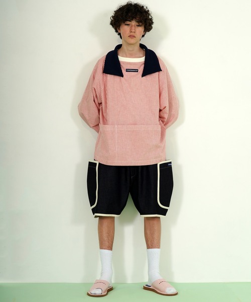 TUCKSHOP(タックショップ)の「DENIM PIPING SHORTS / デニム パイピング ショーツ(デニムパンツ・レディース・ネイビー・1/2)」の5枚目の写真