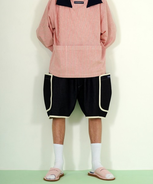 TUCKSHOP(タックショップ)の「DENIM PIPING SHORTS / デニム パイピング ショーツ(デニムパンツ・レディース・ネイビー・1/2)」の4枚目の写真