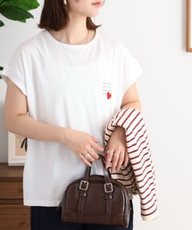 EGLANTINE ハート刺繍ポケット フレンチスリーブカットソー