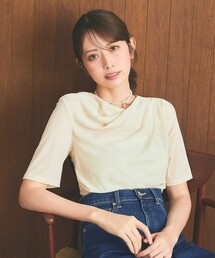 ANY SIS | 【洗える】シアーベロアドレープ Tシャツ(Tシャツ/カットソー)