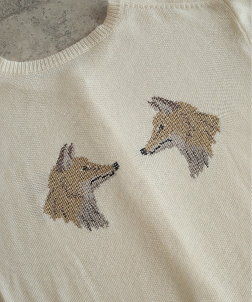 フォックス刺繍 クルーネックカーデ | NOMBRE IMPAIR