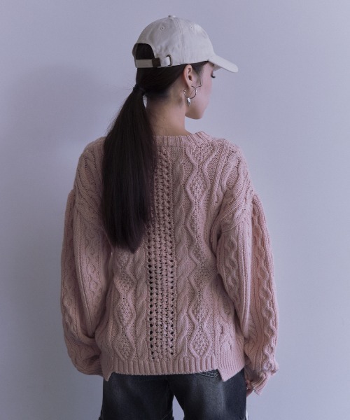 HONEY MI HONEY(ハニーミーハニー)の「cable ribbon knit pullover(ニット/セーター・レディース・オフホワイト/グレー/ブラック/ピンク・FREE)」の14枚目の写真
