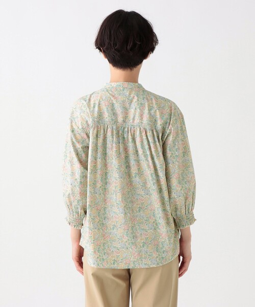 Afternoon Tea WARDROBE◆リバティバンドブラウス/M/コットン/GRY/花柄/24304389 バンドブラウス/リバティプリント（シャツ/ブラウス