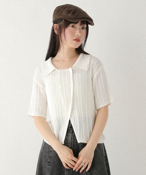 Heather（ヘザー）の「フロントボタン半袖ニット 576436（ニット