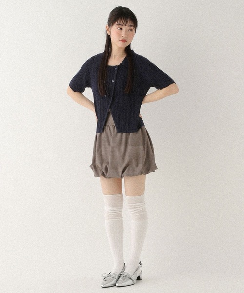 EMANUEL ベージュ ニット 半袖 M ミュウミュウ 23AW コットン 半袖ニット 36 レディース ホワイト