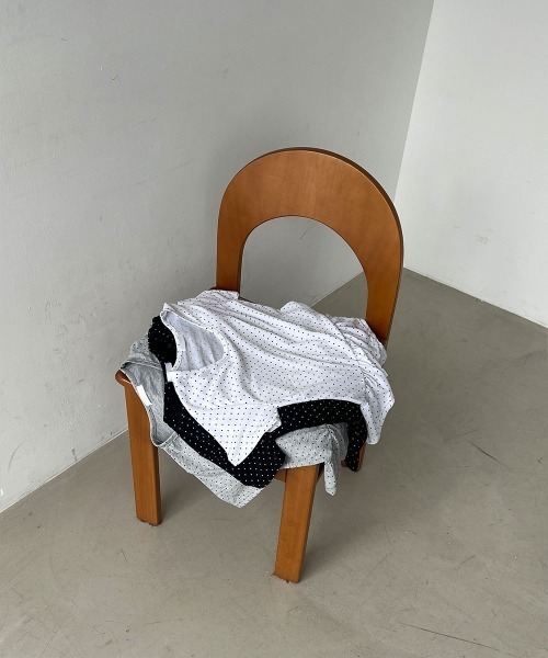 4INT.（フォイント）の「ラブリー ドット フリル 切り替え 半袖 Tシャツ（Tシャツ/カットソー・レディース・ホワイト/ブラック/グレー・FREE）」の13枚目の写真