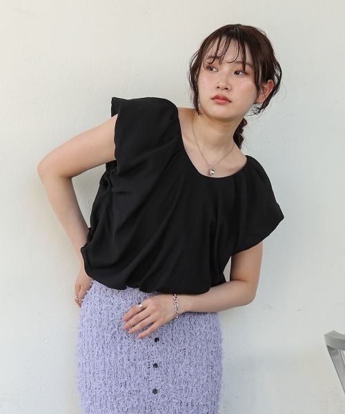 Bab(バブ)の「バルーンタックデザインブラウス(シャツ/ブラウス・レディース・ライトグリーン/ブラック/オフホワイト・M)」の13枚目の写真