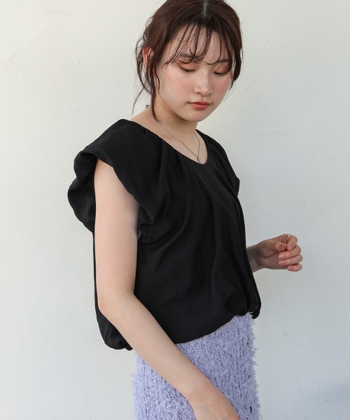 Bab(バブ)の「バルーンタックデザインブラウス(シャツ/ブラウス・レディース・ライトグリーン/ブラック/オフホワイト・M)」の16枚目の写真