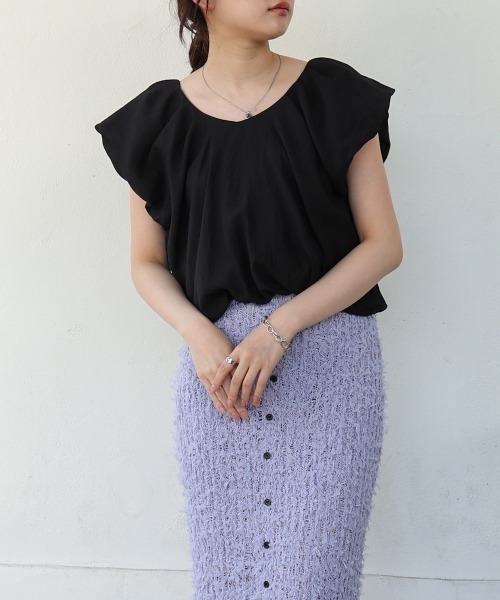 Bab(バブ)の「バルーンタックデザインブラウス(シャツ/ブラウス・レディース・ライトグリーン/ブラック/オフホワイト・M)」の18枚目の写真