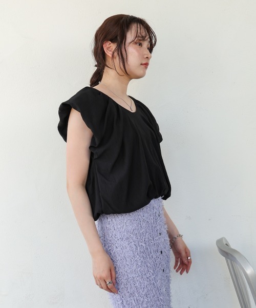 Bab(バブ)の「バルーンタックデザインブラウス(シャツ/ブラウス・レディース・ライトグリーン/ブラック/オフホワイト・M)」の22枚目の写真