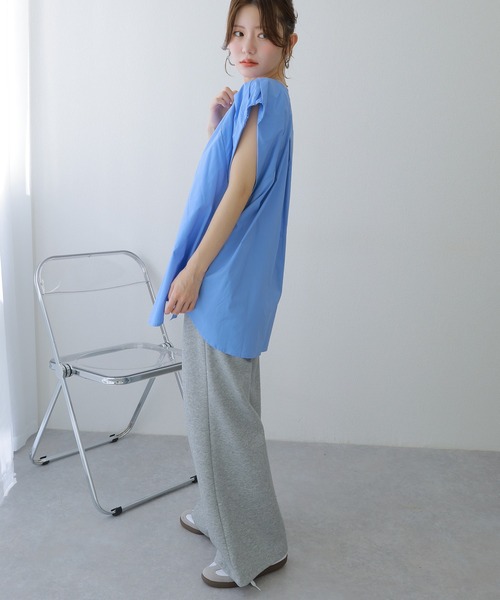 LAULEN(ローレン)の「cotton tuck front slit blouse /コットンタックフロントスリットブラウス(シャツ/ブラウス・レディース・ホワイト/ブルー・FREE)」の7枚目の写真