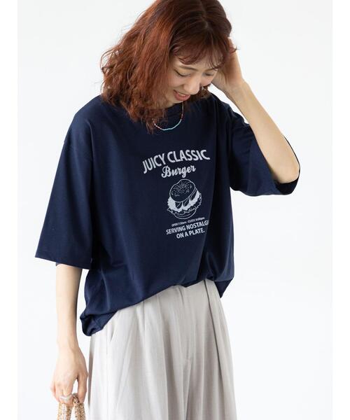 Lugnoncure(ルノンキュール)の「ハンバーガーモチーフプリントTシャツ(Tシャツ/カットソー・レディース・ブラック/オフホワイト/ネイビー・F)」の19枚目の写真