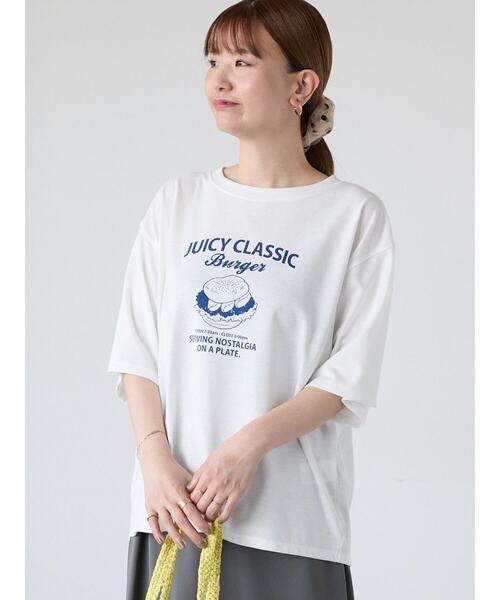 Lugnoncure(ルノンキュール)の「ハンバーガーモチーフプリントTシャツ(Tシャツ/カットソー・レディース・ブラック/オフホワイト/ネイビー・F)」の16枚目の写真