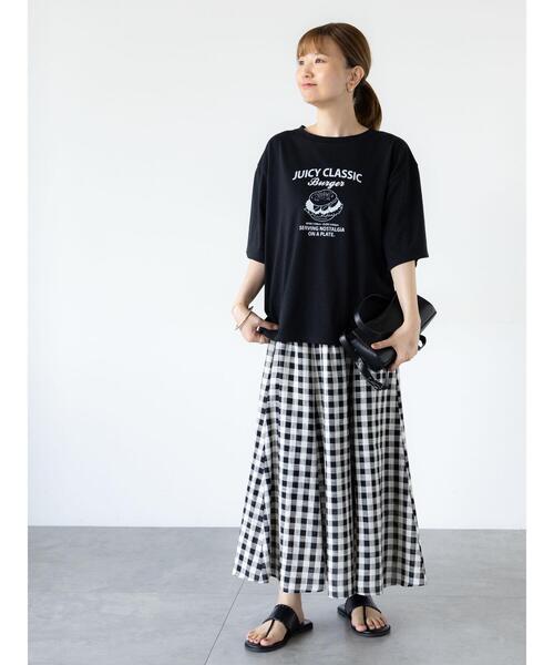 Lugnoncure(ルノンキュール)の「ハンバーガーモチーフプリントTシャツ(Tシャツ/カットソー・レディース・ブラック/オフホワイト/ネイビー・F)」の15枚目の写真