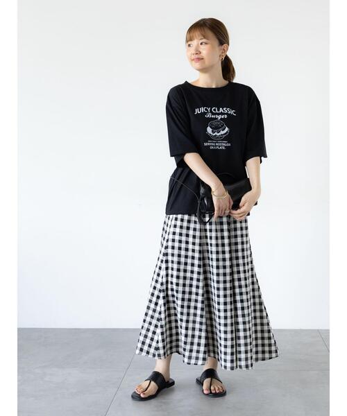 Lugnoncure(ルノンキュール)の「ハンバーガーモチーフプリントTシャツ(Tシャツ/カットソー・レディース・ブラック/オフホワイト/ネイビー・F)」の14枚目の写真