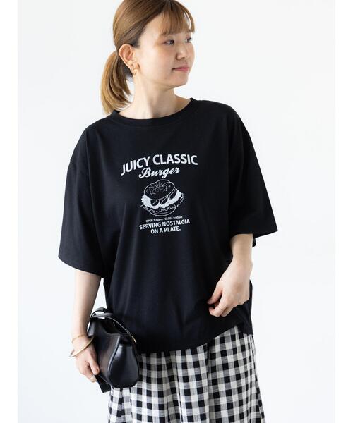 Lugnoncure(ルノンキュール)の「ハンバーガーモチーフプリントTシャツ(Tシャツ/カットソー・レディース・ブラック/オフホワイト/ネイビー・F)」の13枚目の写真