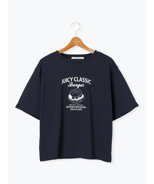 Lugnoncure(ルノンキュール)の「ハンバーガーモチーフプリントTシャツ(Tシャツ/カットソー・レディース・ブラック/オフホワイト/ネイビー・F)」の10枚目の写真