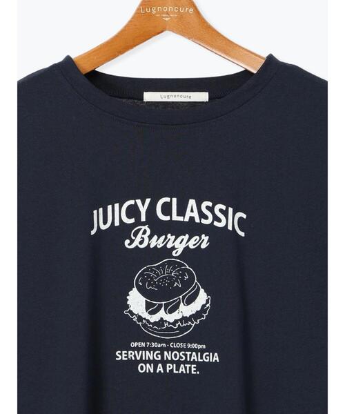 Lugnoncure(ルノンキュール)の「ハンバーガーモチーフプリントTシャツ(Tシャツ/カットソー・レディース・ブラック/オフホワイト/ネイビー・F)」の8枚目の写真