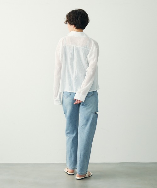 Clum(クルム)の「ライトシアーオーバーシャツ(シャツ/ブラウス・レディース・ブラック/ホワイト/チャコールグレー・FREE)」の19枚目の写真
