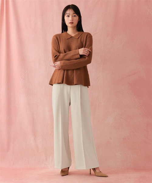UR'S(ユアーズ)の「裏起毛センタープレスワイドパンツ(その他パンツ・レディース・キャメル/ネイビー/ブラック/アイボリー・S/M/L)」の5枚目の写真