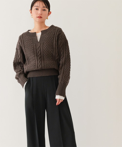 UR'S(ユアーズ)の「裏起毛センタープレスワイドパンツ(その他パンツ・レディース・キャメル/ネイビー/ブラック/アイボリー・S/M/L)」の13枚目の写真