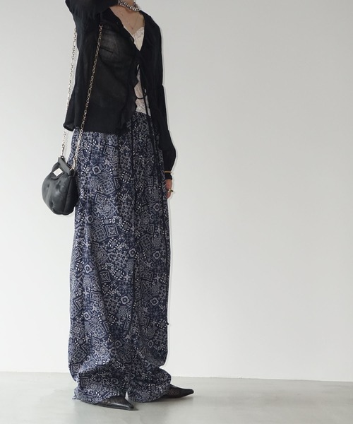 ペイズリー柄 ワイドタック イージーパンツ chw25s093-ファッション