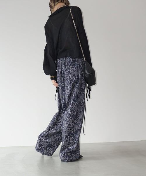 PETZ様　M ペイズリー柄 ワイドタック イージーパンツ chw25s093-ファッション