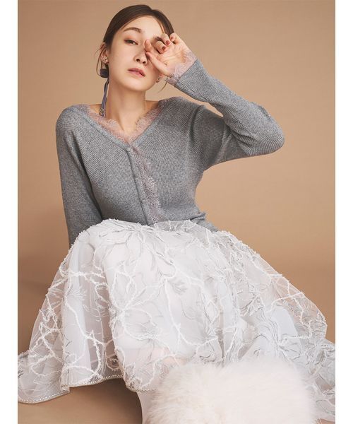 【新作】ブラッシュドエンブロイダリースカート ブラッシュドエンブロイダリースカート（スカート）｜CELFORD（セル