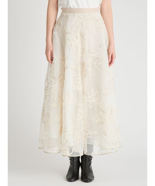 CELFORD（セルフォード）の「ブラッシュドエンブロイダリースカート（スカート・レディース・ライトベージュ/ブラック/ライトグレー・38/36）」の6枚目の写真