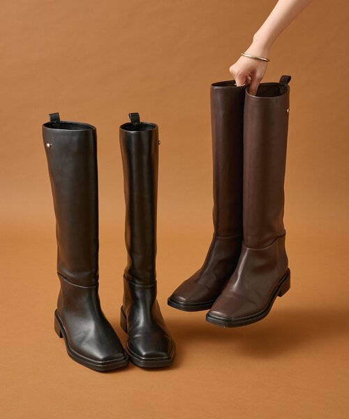 スクエアトゥロングブーツ（ブーツ）｜mystic（ミスティック）の